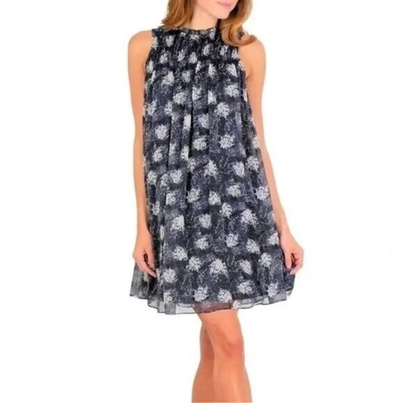 Joie Limited Edition Baltic Print Mini Dress Sleeveless Shift Blue Lined Sz S - Picture 1 of 13